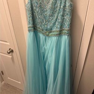 Elegant Blue Beaded Gown